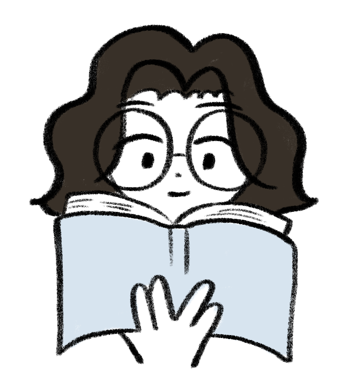 Illustrated person reading
